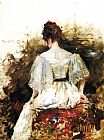 Woman Canvas Paintings - Portrait of a Woman in a White Dress